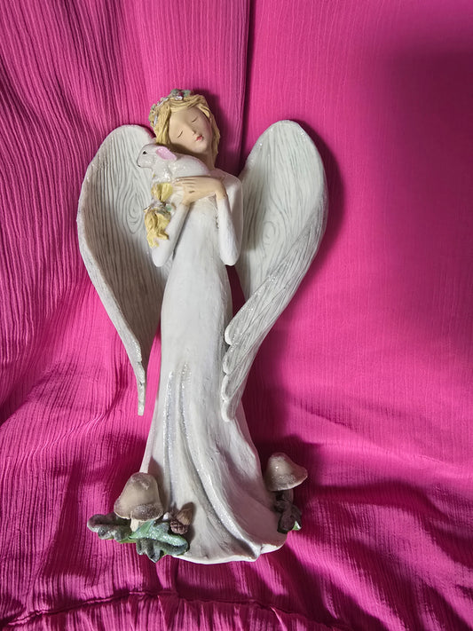 Angel with Bunny Figurine – Inspirational Home Décor Statue