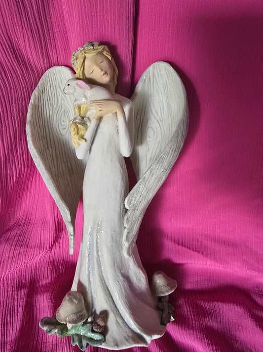 Angel with Bunny Figurine – Inspirational Home Décor Statue