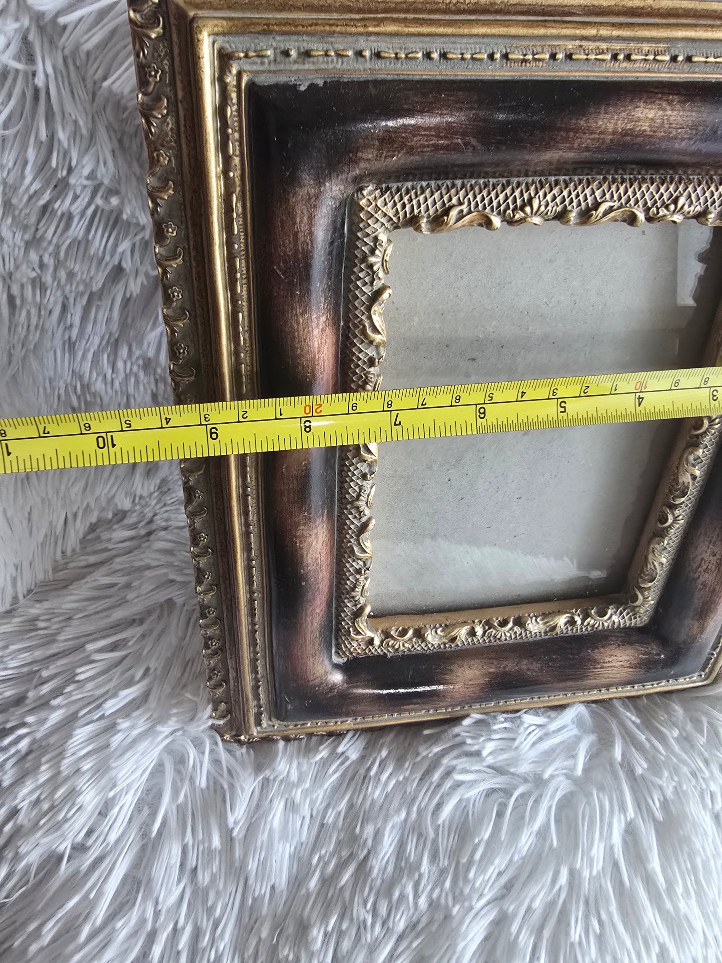Vintage Ornate Gold & Bronze Tabletop Picture Frame