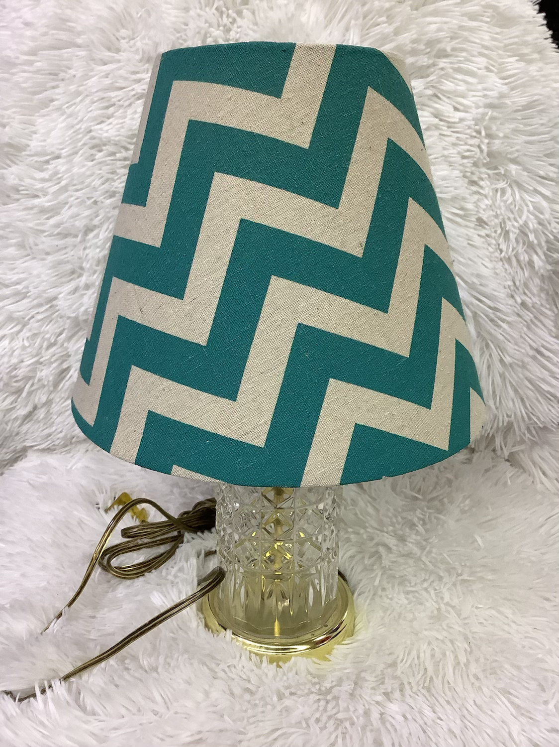 Vintage clear glass  lamp and shade image 5