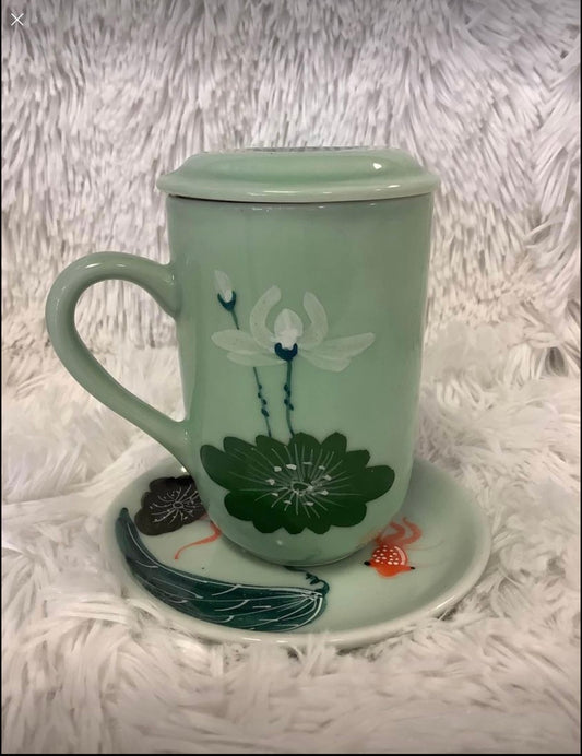 Oriental mug with fish design image 1