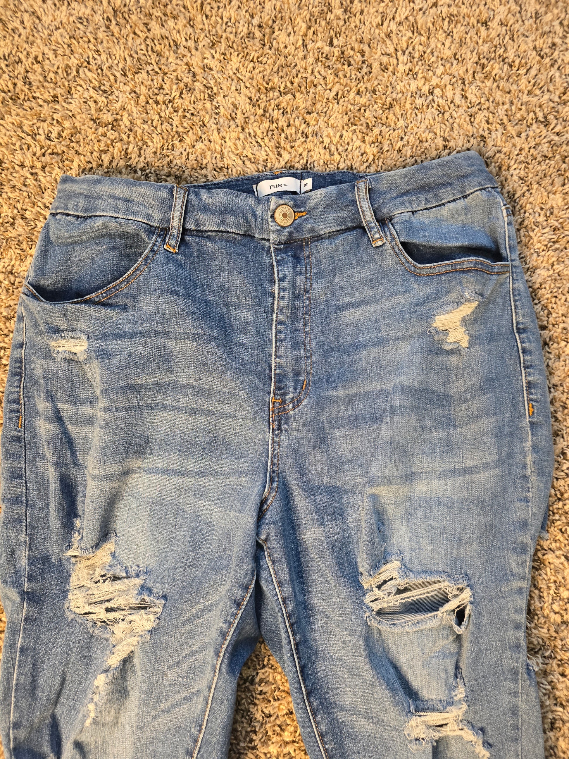 Rue+ Size 18 Distressed Skinny Jeans Women Light Wash Ripped Stretch Denim Plus  image 2