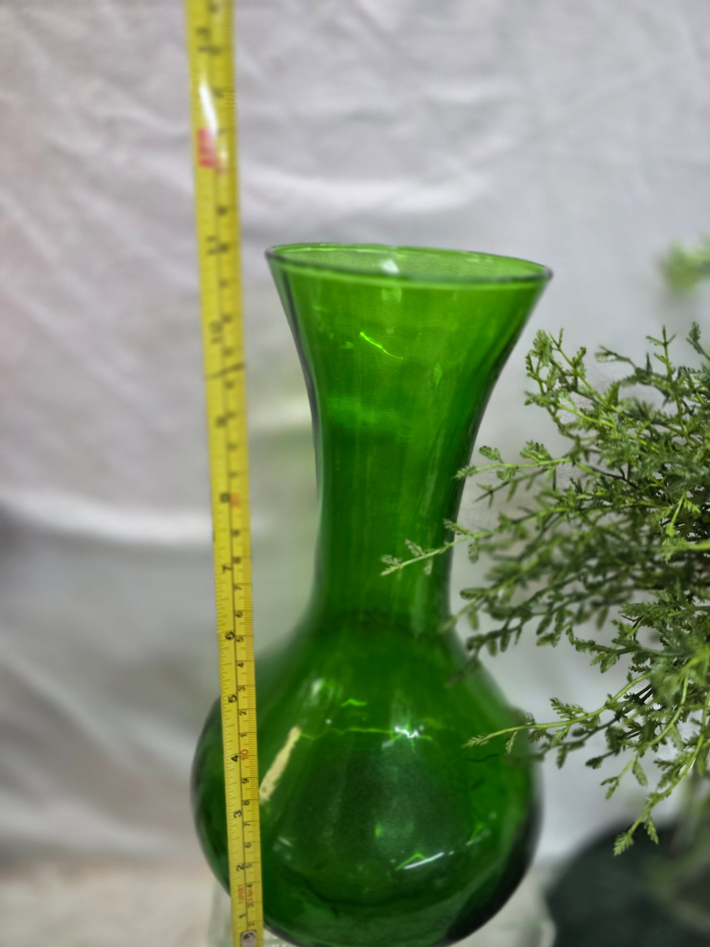 vintage green glass vase image 7