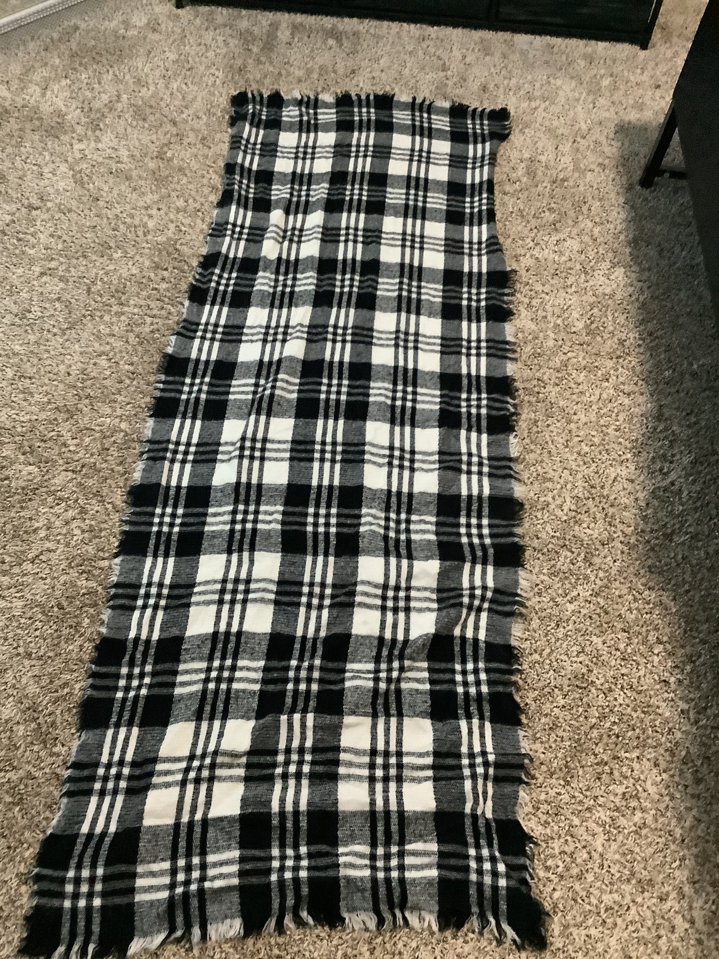 Long Black and white plaid Scarf image 0
