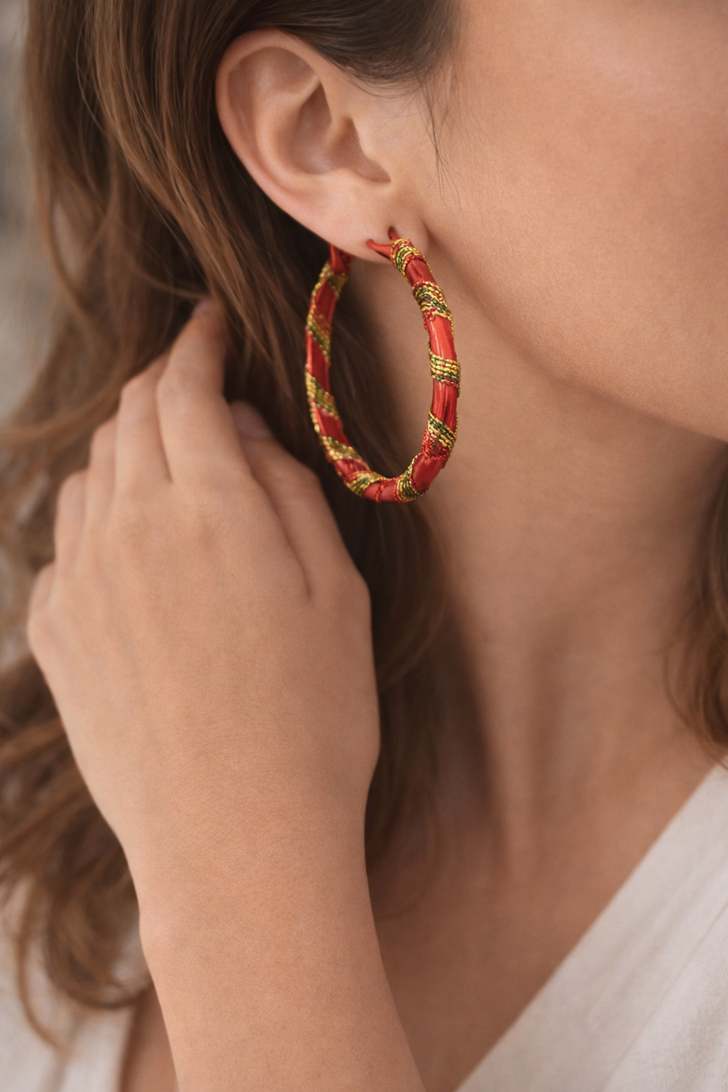 Bold Woven Statement Hoop Earrings image 0