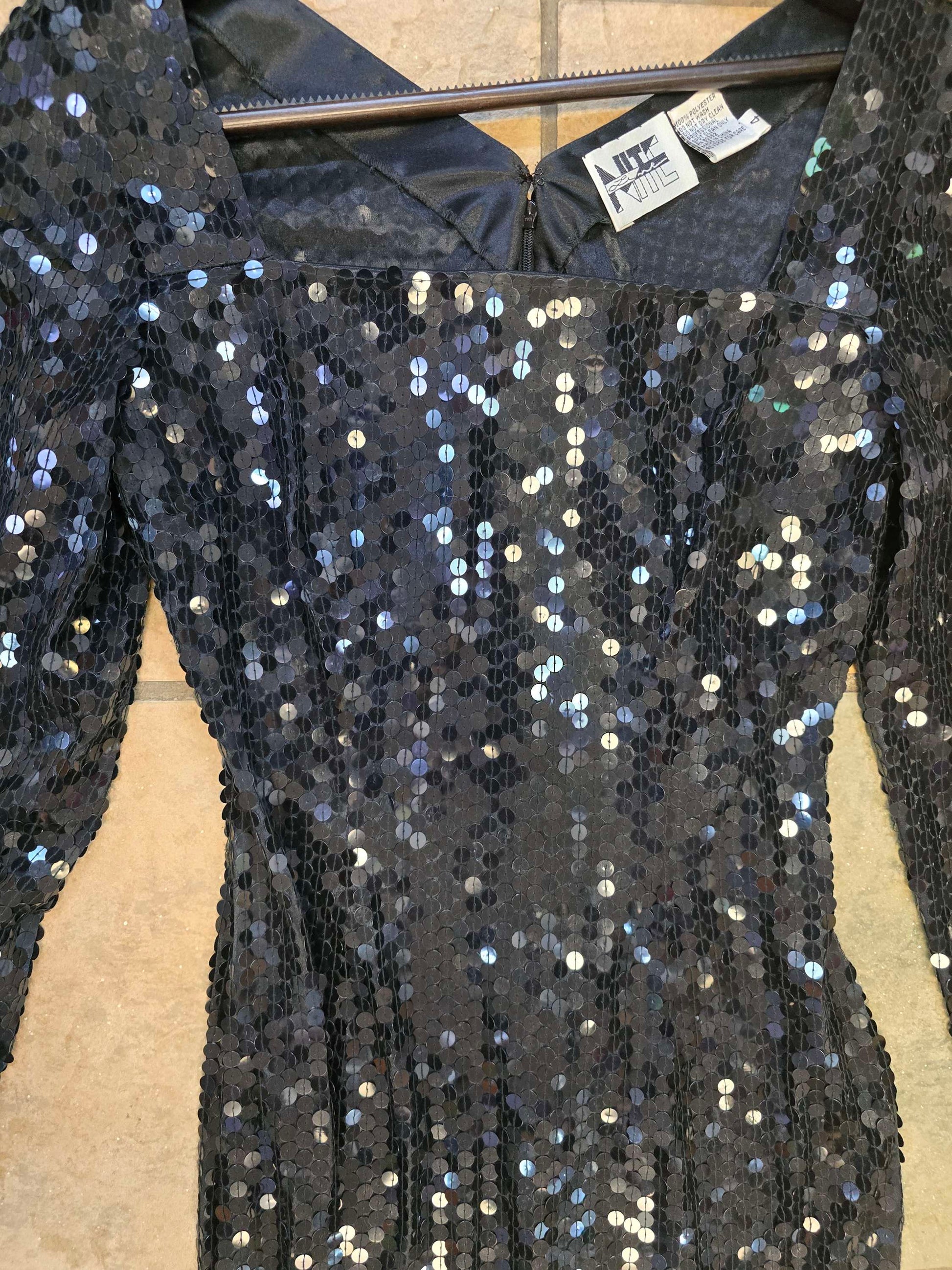 Vintage Niteline Dela Roufogali sequin dress Size 4 image 1