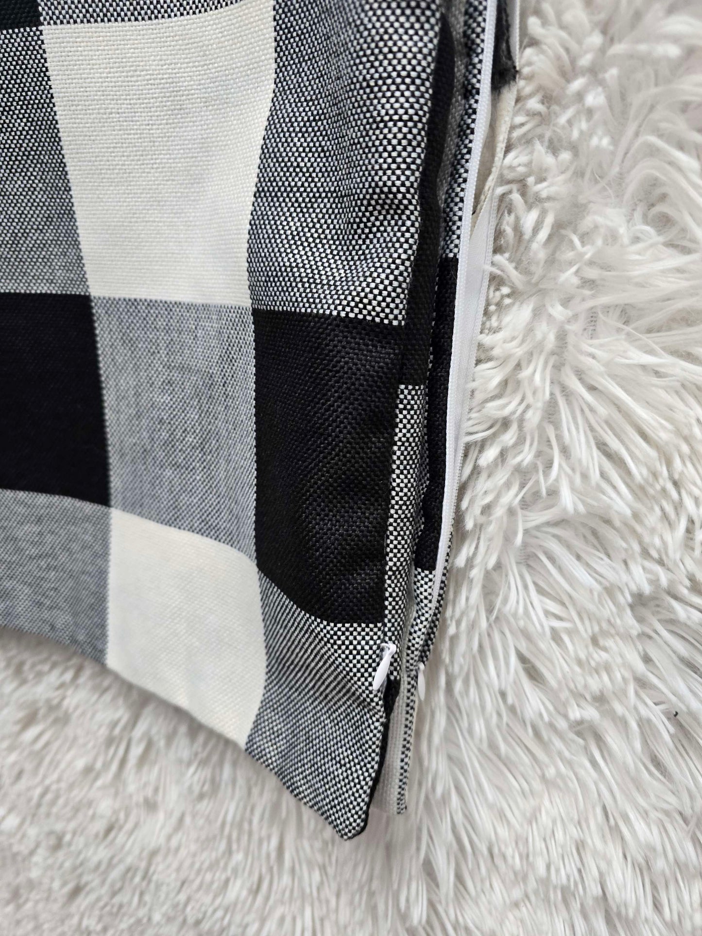 Pair plaid black and gray pillows image 2