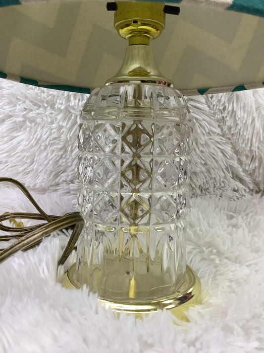 Vintage clear glass  lamp and shade image 0