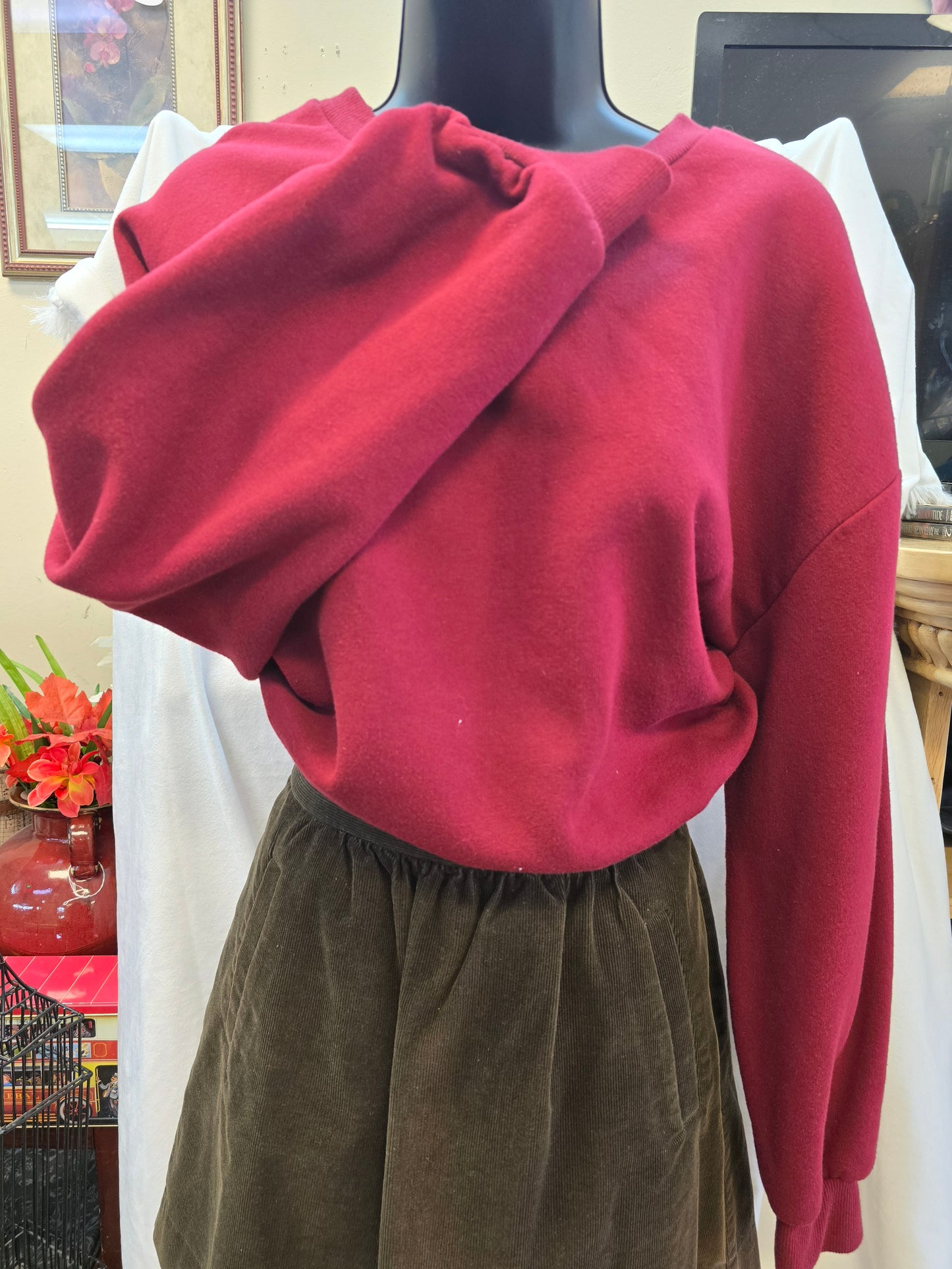 red crop top sweater XL image 3