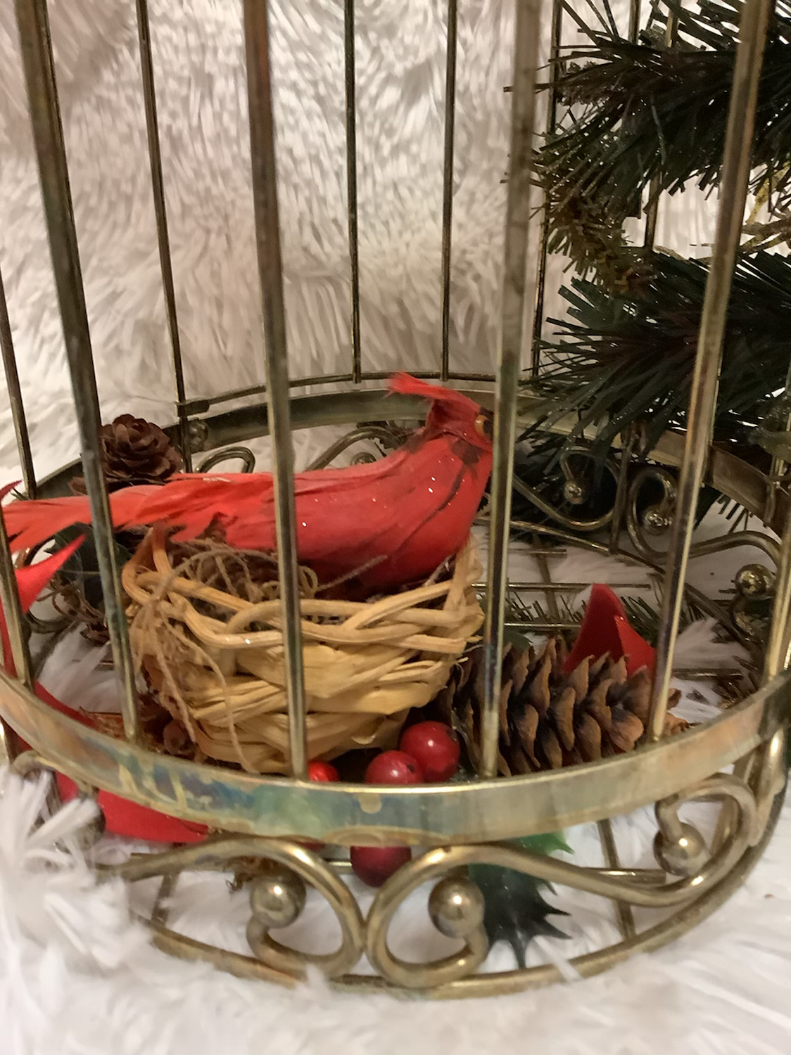 Gold Metal bird Cage Christmas Decorated 13 in image 6