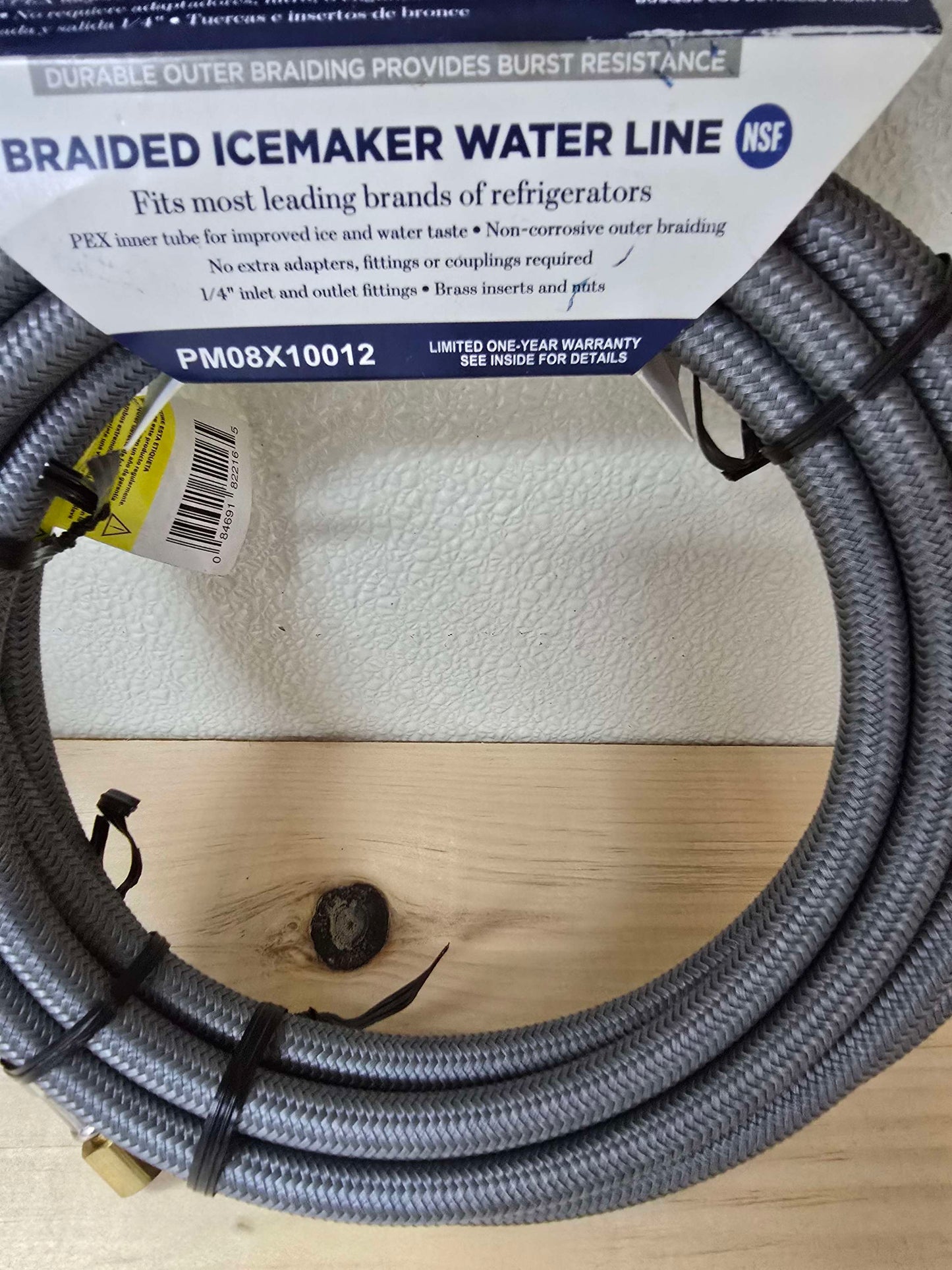 Refrigerator Ice Maker Water Supply Line Universal 12' Braided PEX Hose Tubing image 0