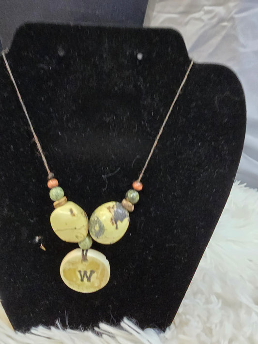 Wax and stone engraved necklace  image 0
