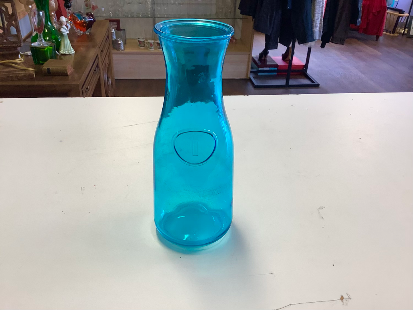 Blue glass milk container image 3