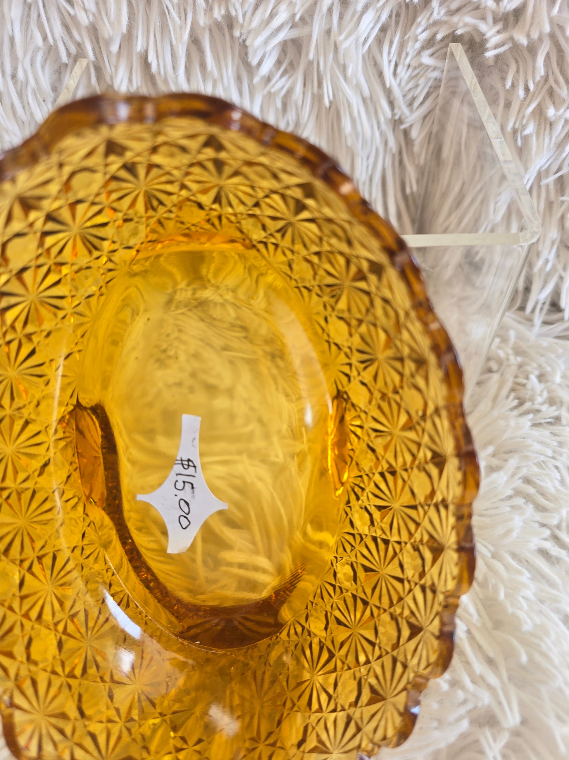Vintage LG Wright amber glass dish image 4