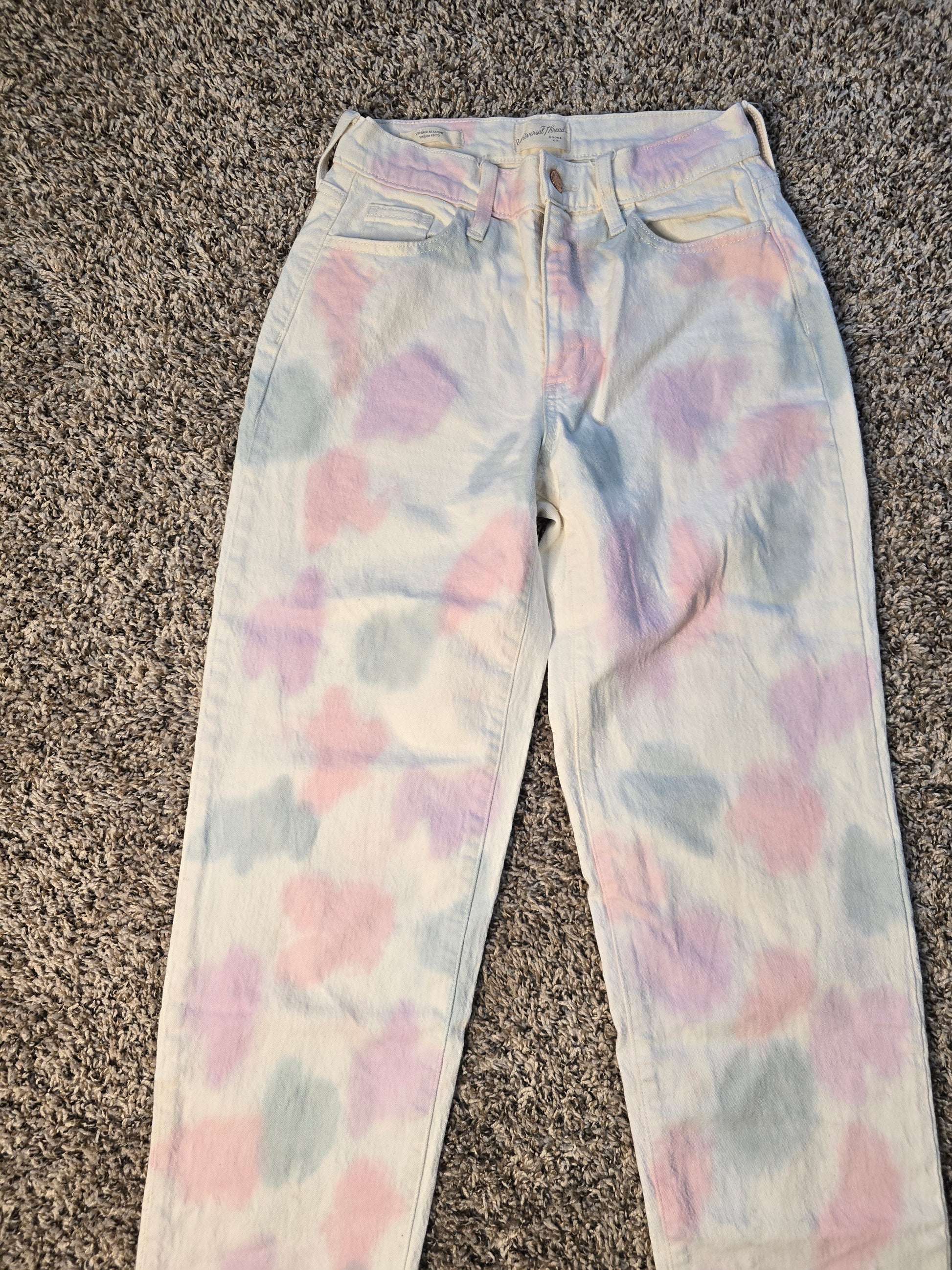 Universal Thread Pastel Tie-Dye Vintage Straight Jeans – Size 0/25R image 1