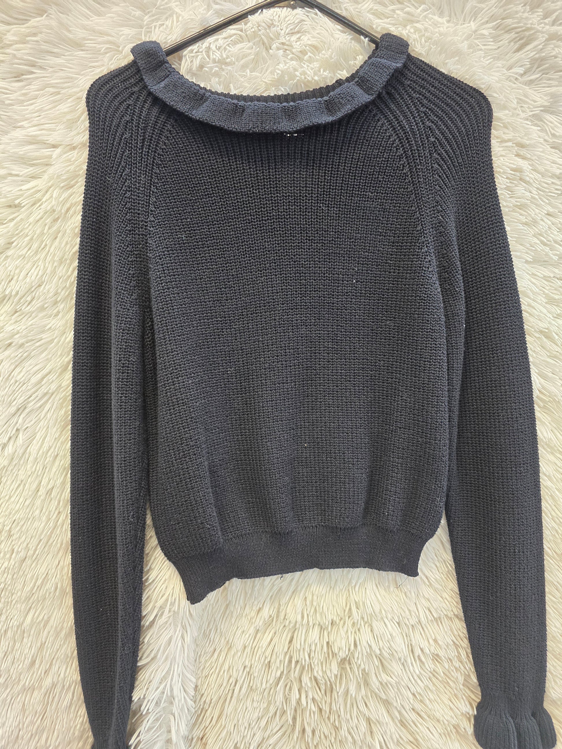 Black long sleeve sweater blouse M image 3