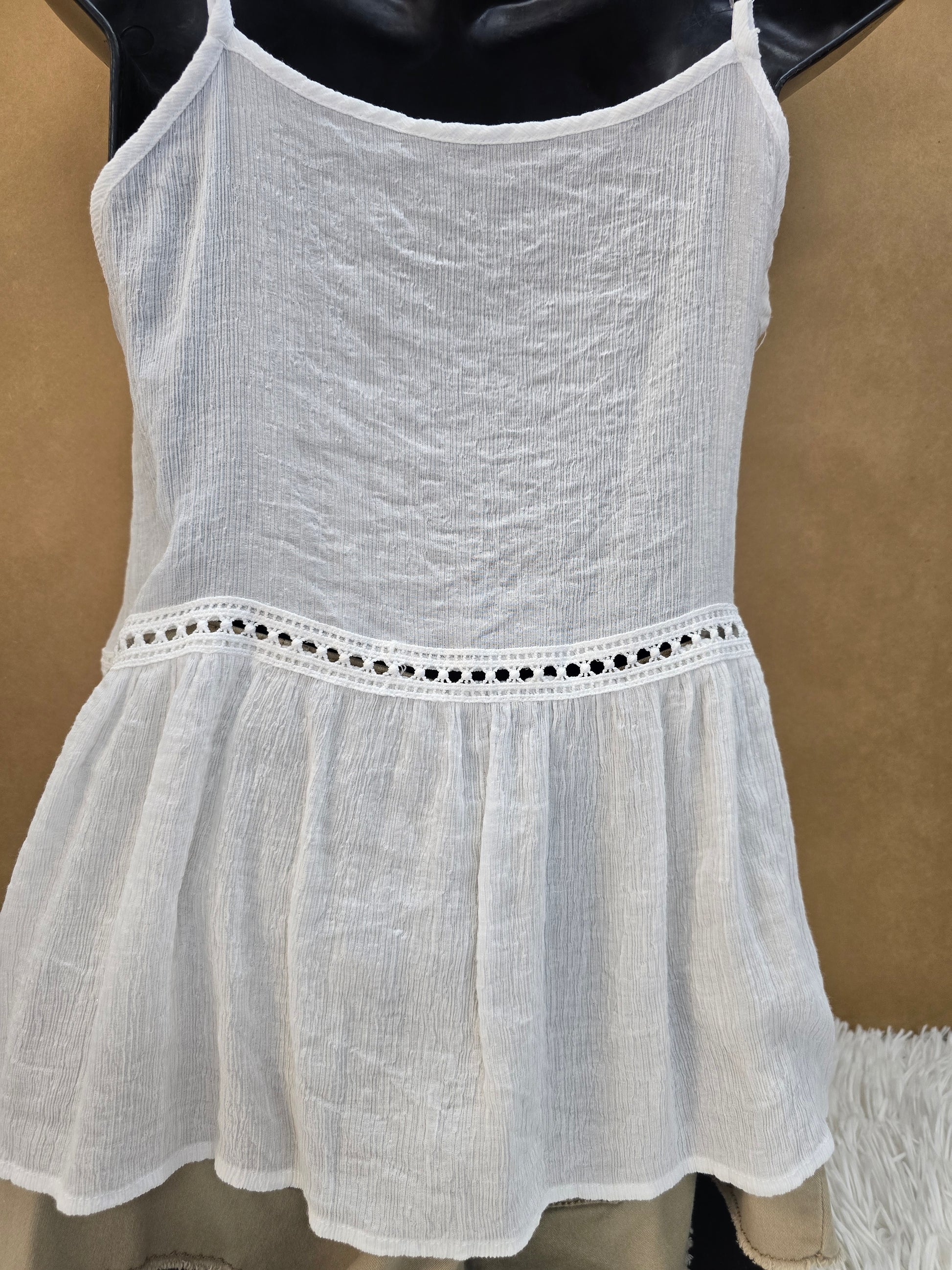 Spaghetti sleeve white blouse size small image 0