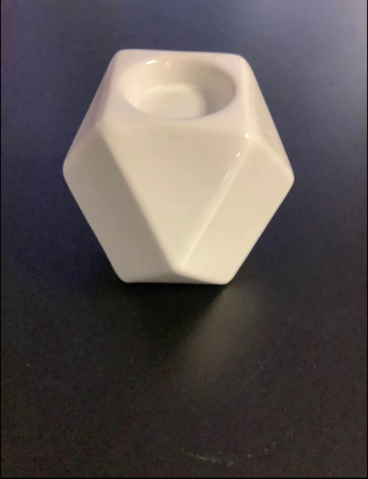 2 Geometric white tea light candle holders image 1