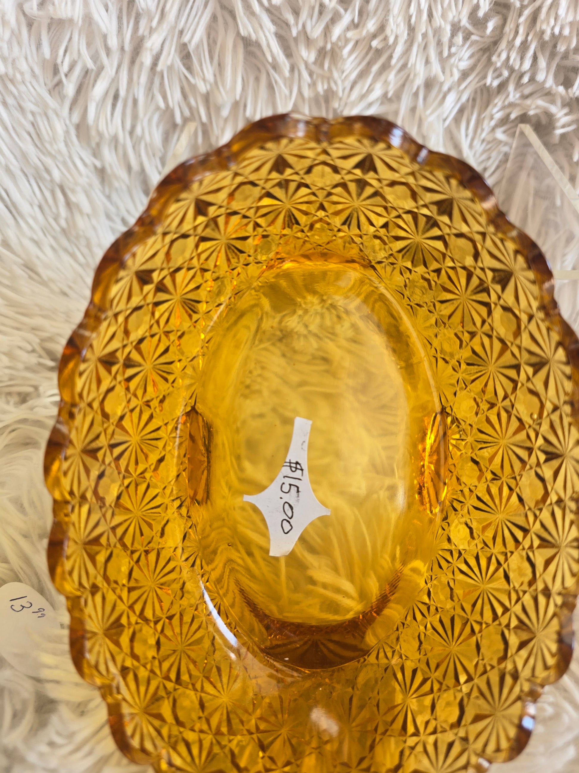 Vintage LG Wright amber glass dish image 1