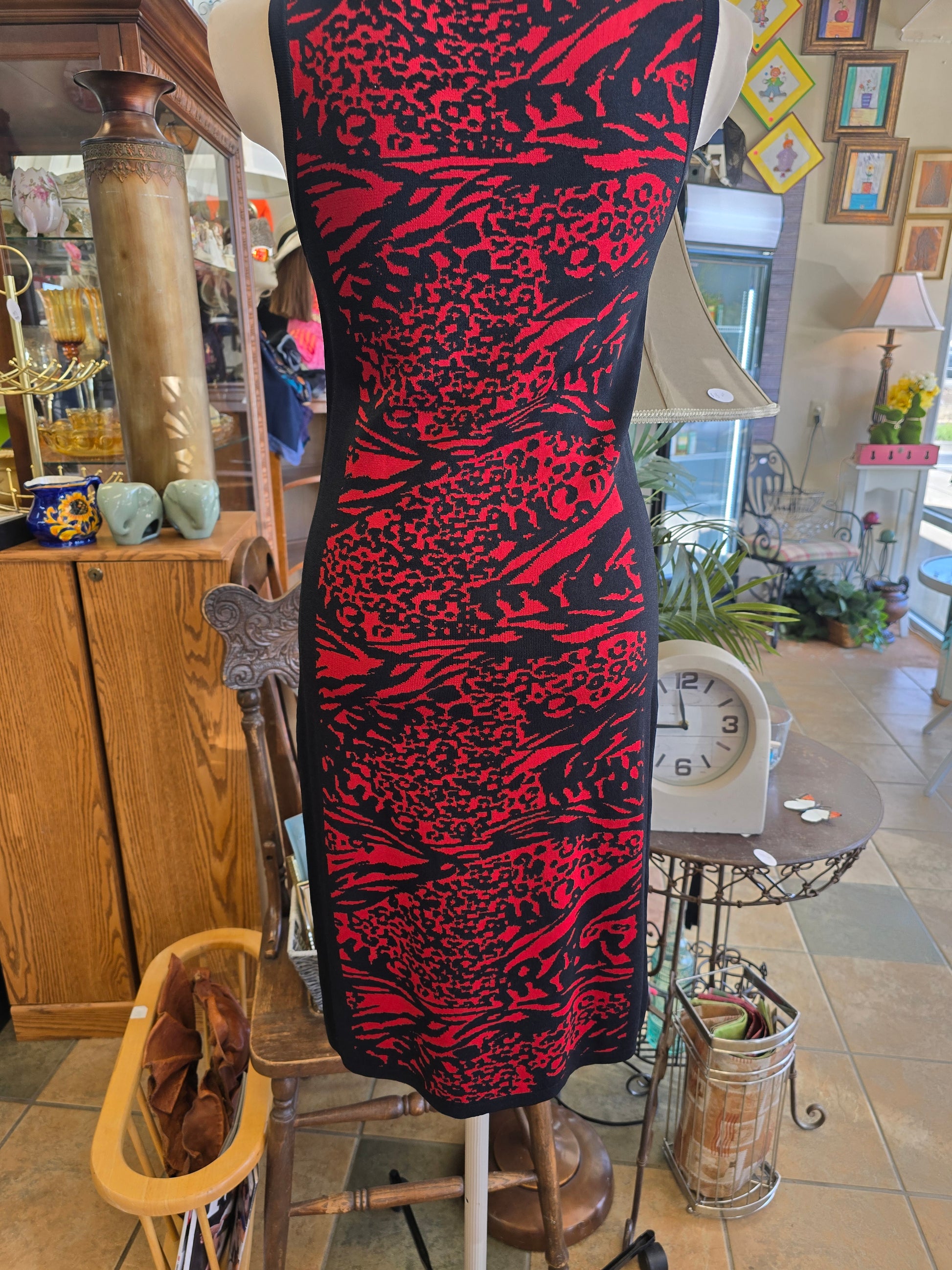 Black and red stretch dress size M image 7