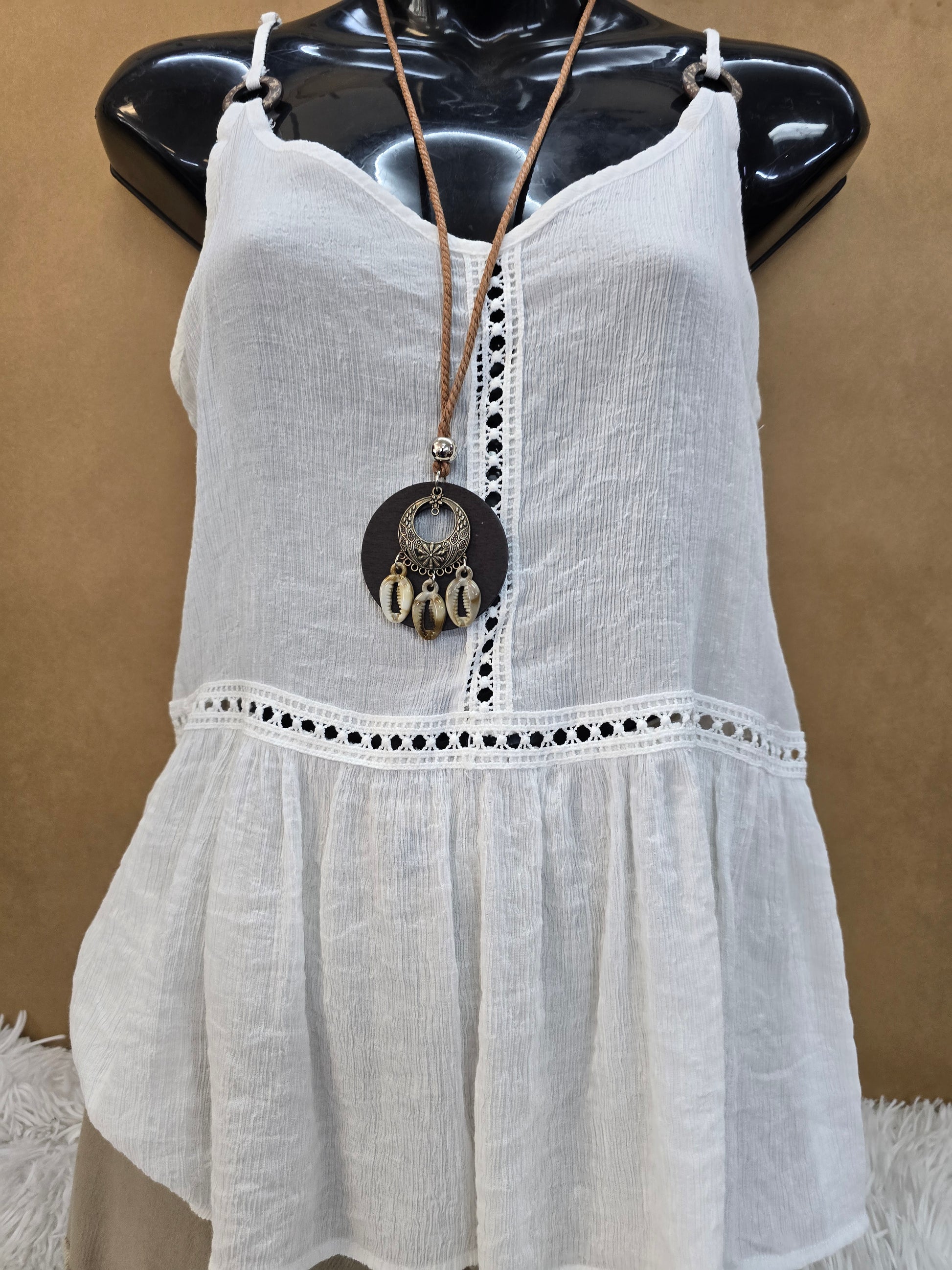 Spaghetti sleeve white blouse size small image 2