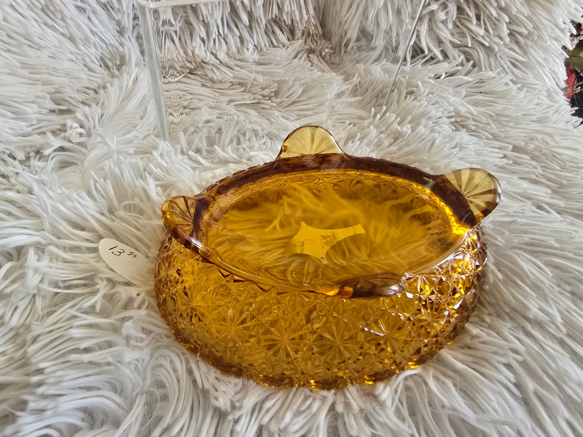Vintage LG Wright amber glass dish image 2