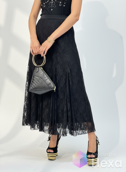 I.N Studio black knee length lace skirt size PM image 0