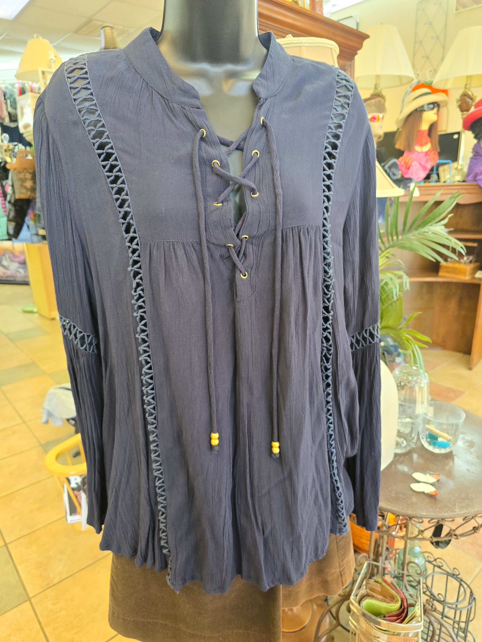 Blue long sleeve blouse size L image 5