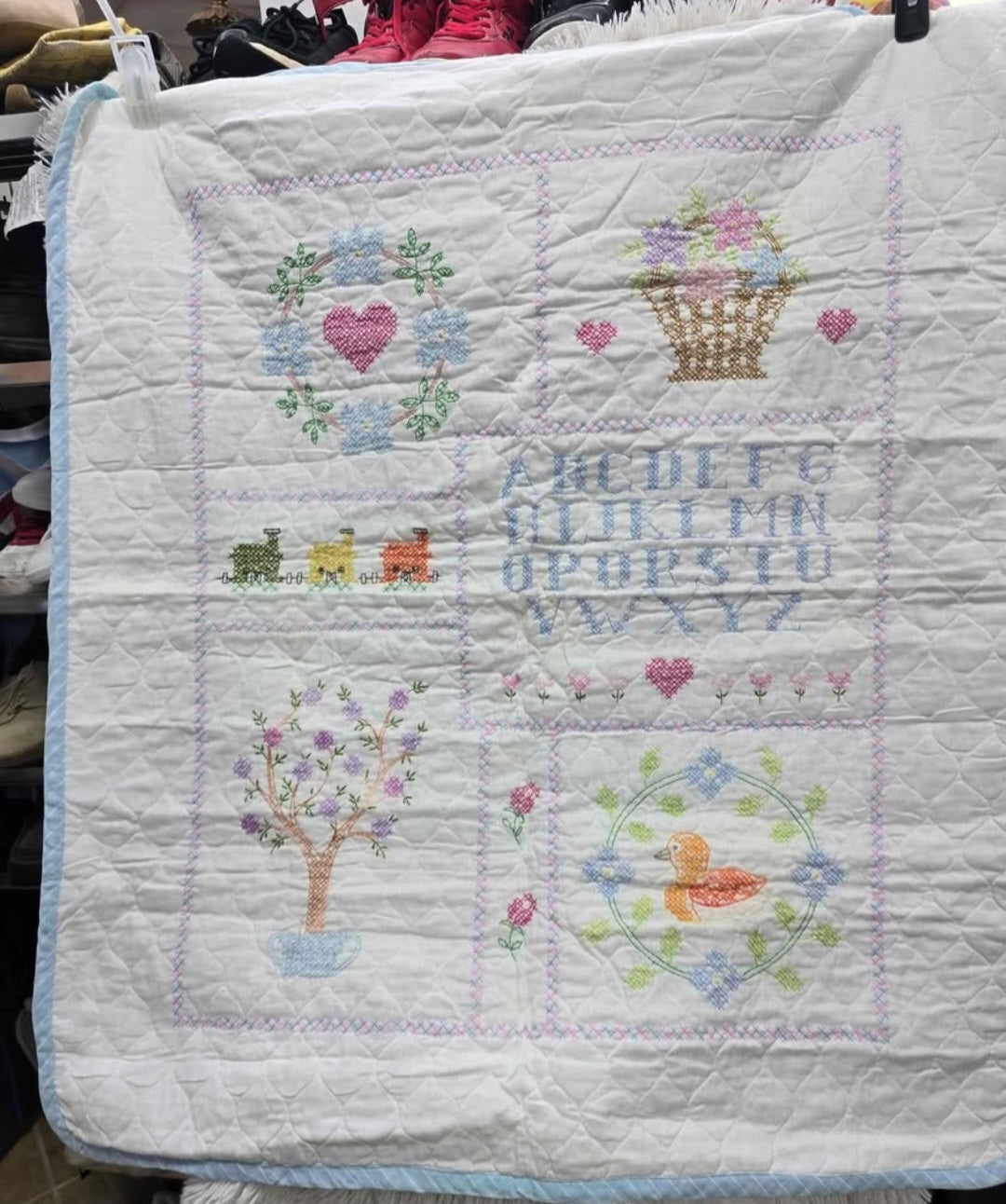 Vintage Cross stitched baby blanket image 3