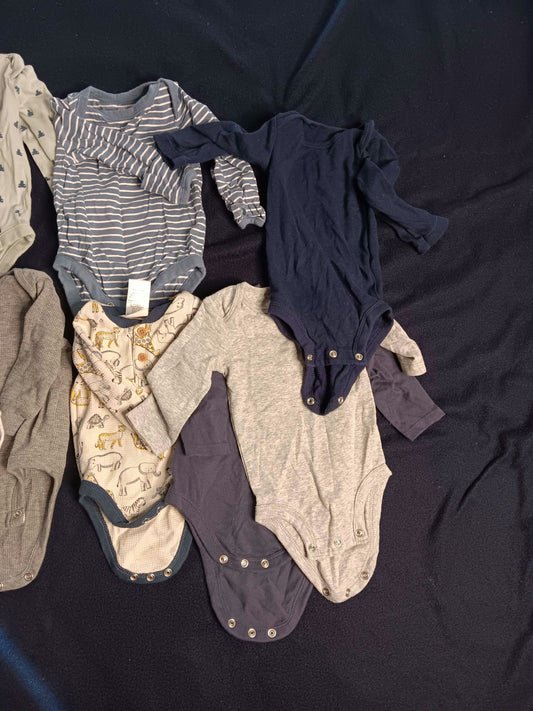 Baby Boys Long Sleeve Onesie & Sleeper Bundle – Blue/Gray image 0
