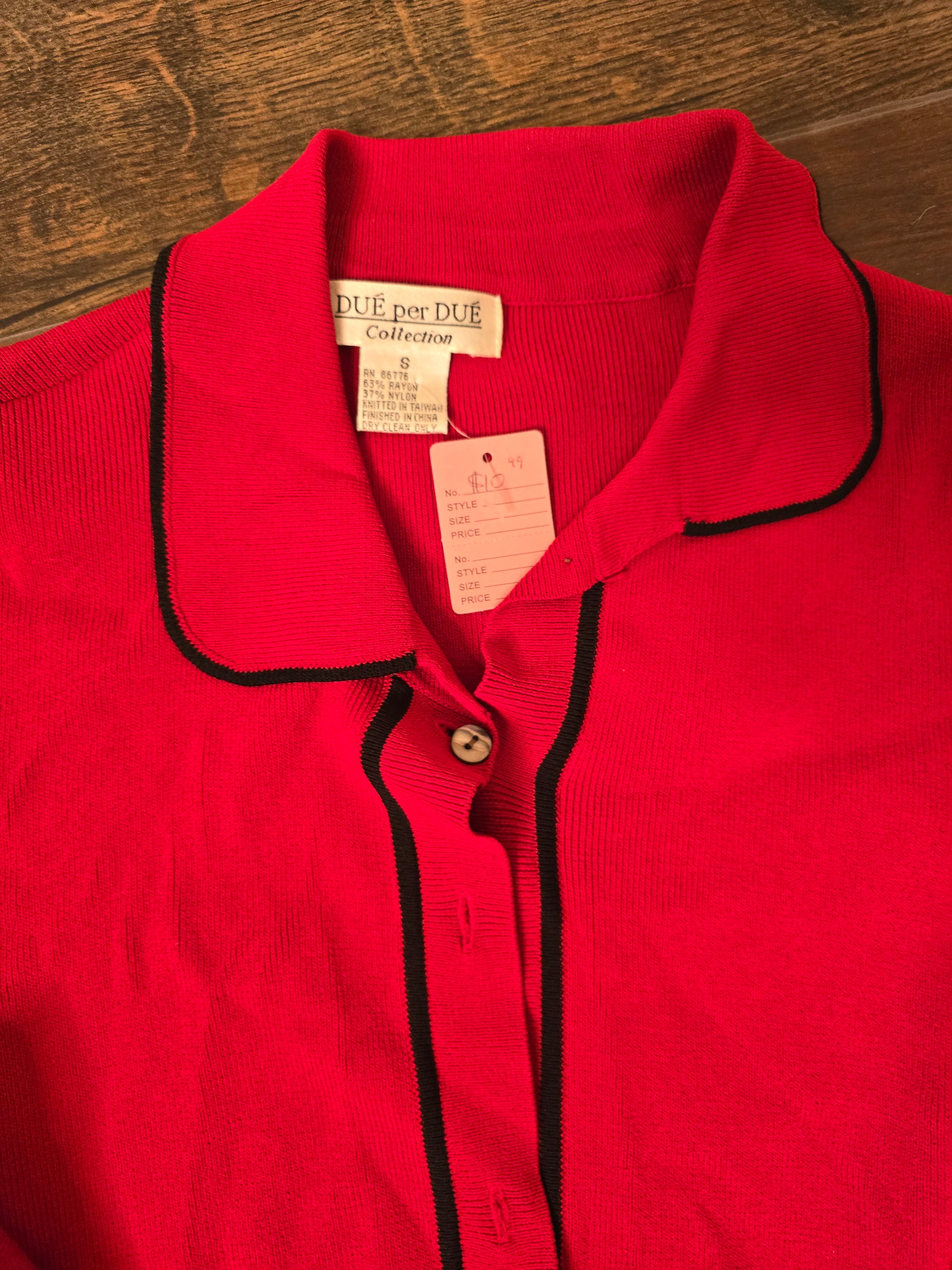 Red sweater blouse size S image 6