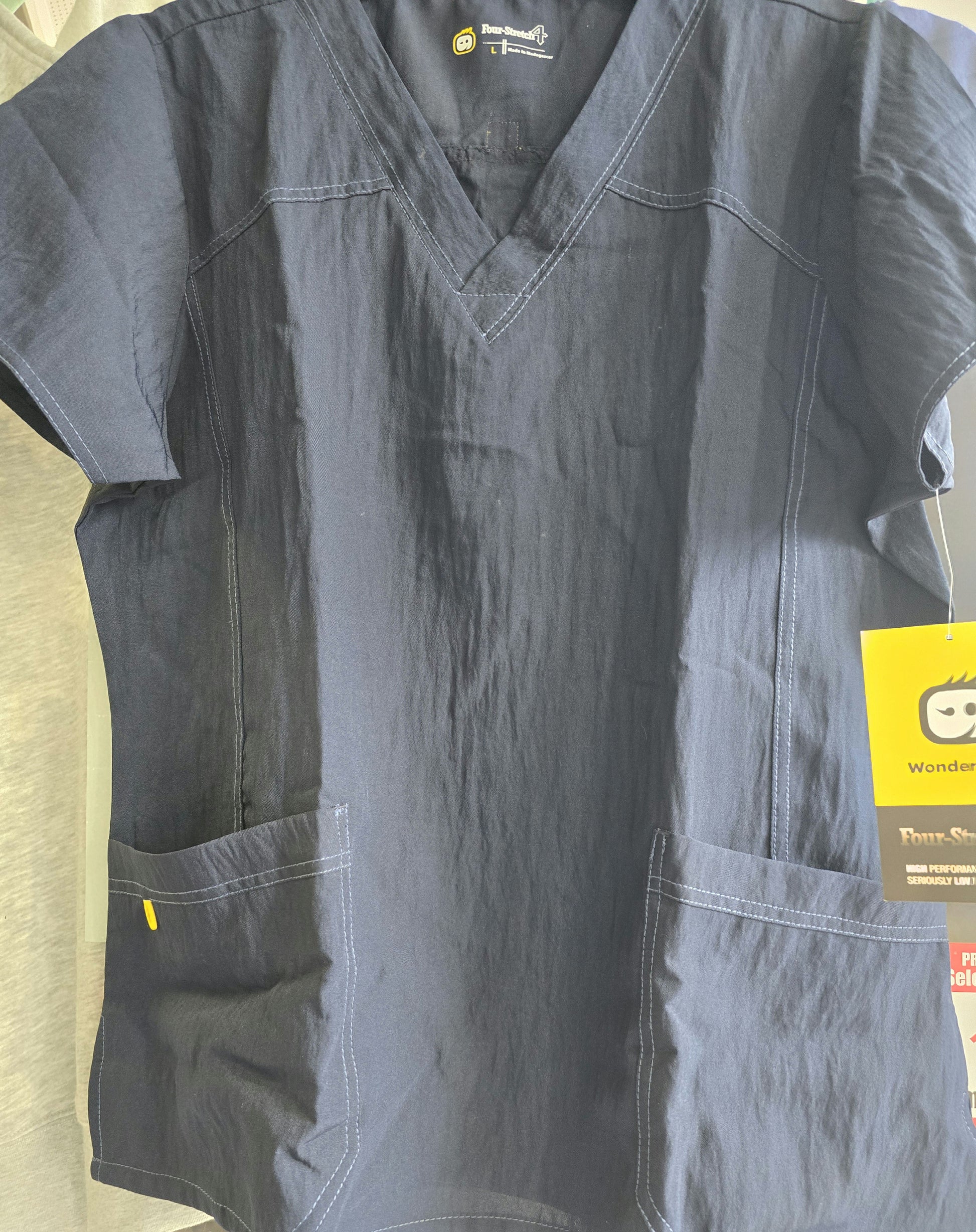 Wonder wink blue scrub top L image 3