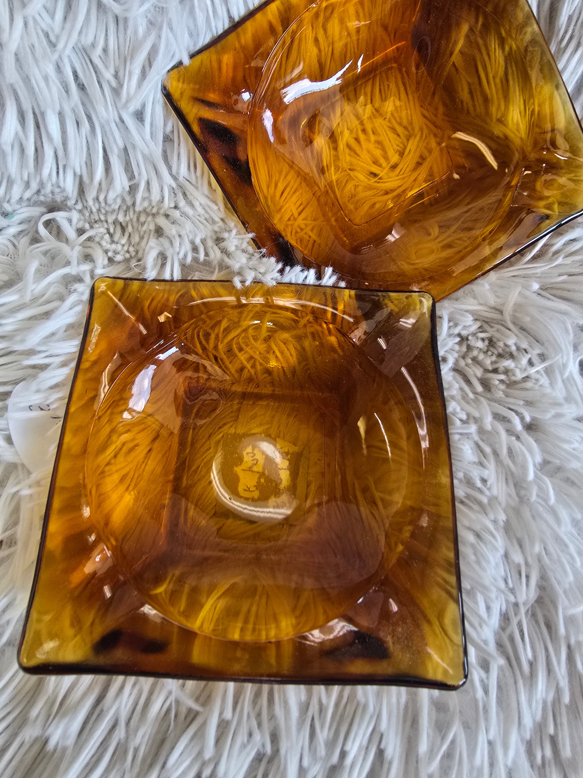 Vintage amber glass ash tray image 4