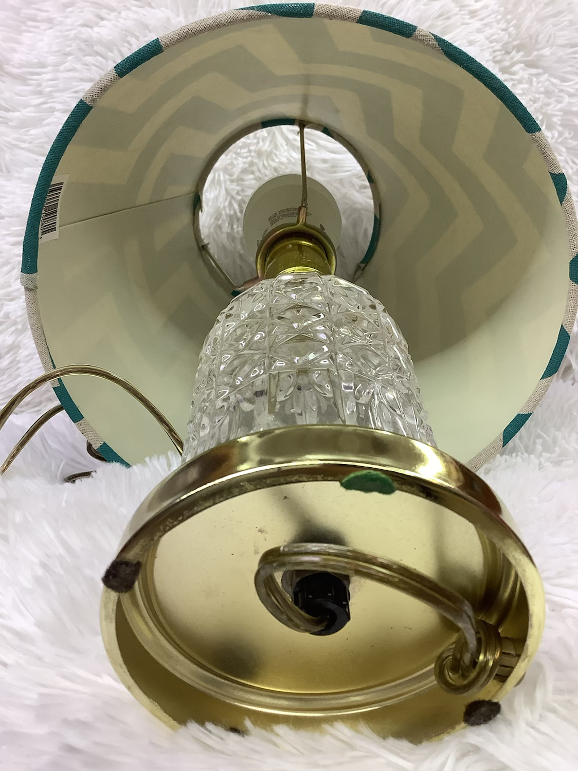 Vintage clear glass  lamp and shade image 2