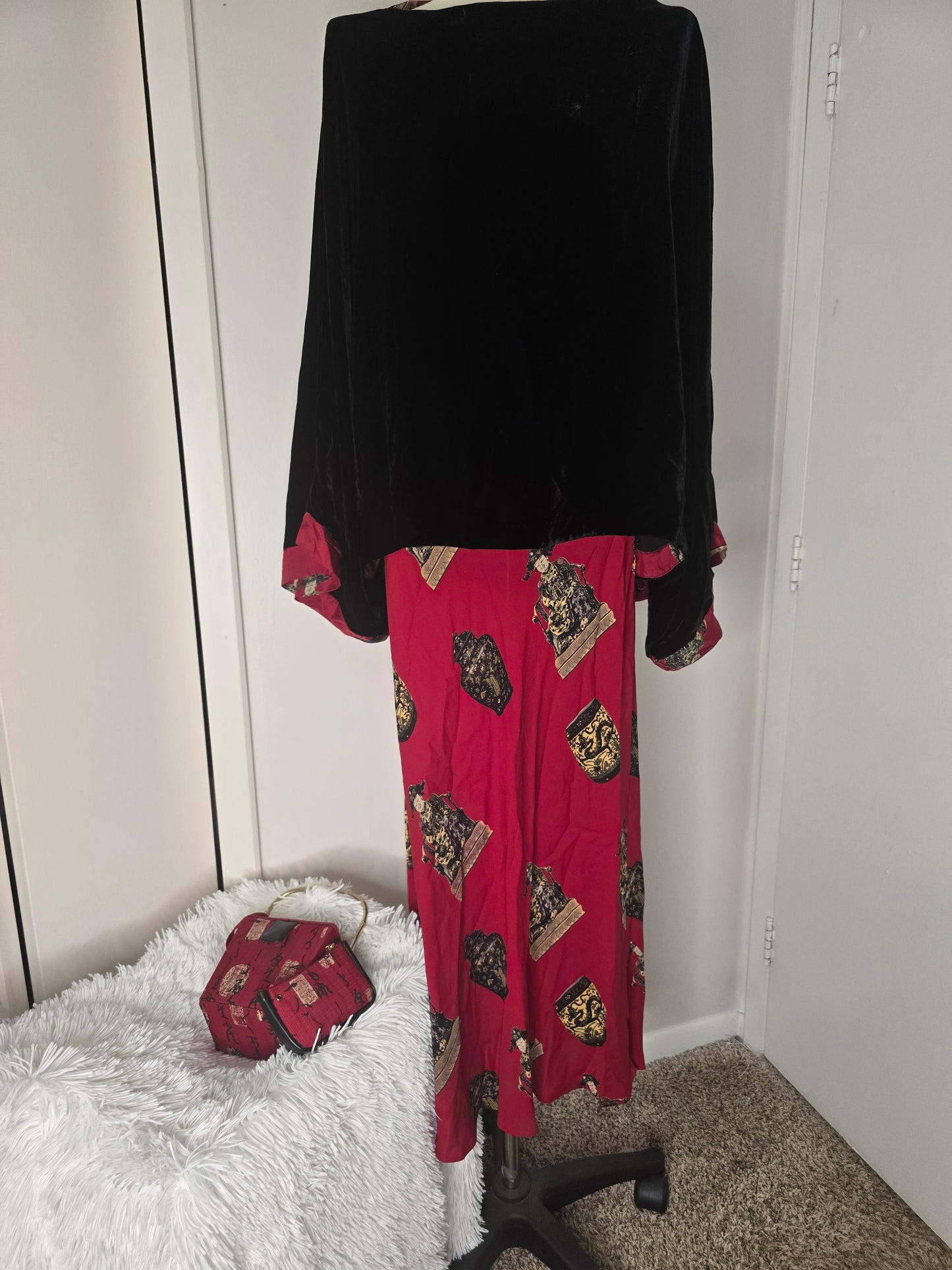 Vintage Asian-Inspired Handbag & Coin Purse Set image 7
