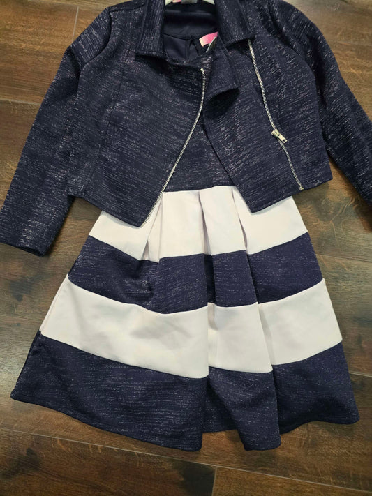 Girl blue and white dress size 10 image 1
