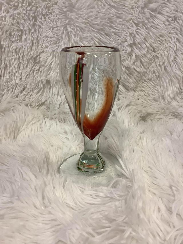 Small orange and green striped cup image 0