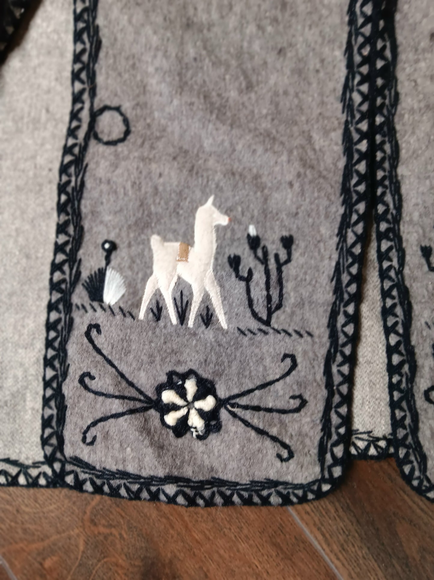 Authentic Gray and black alpaca poncho image 2
