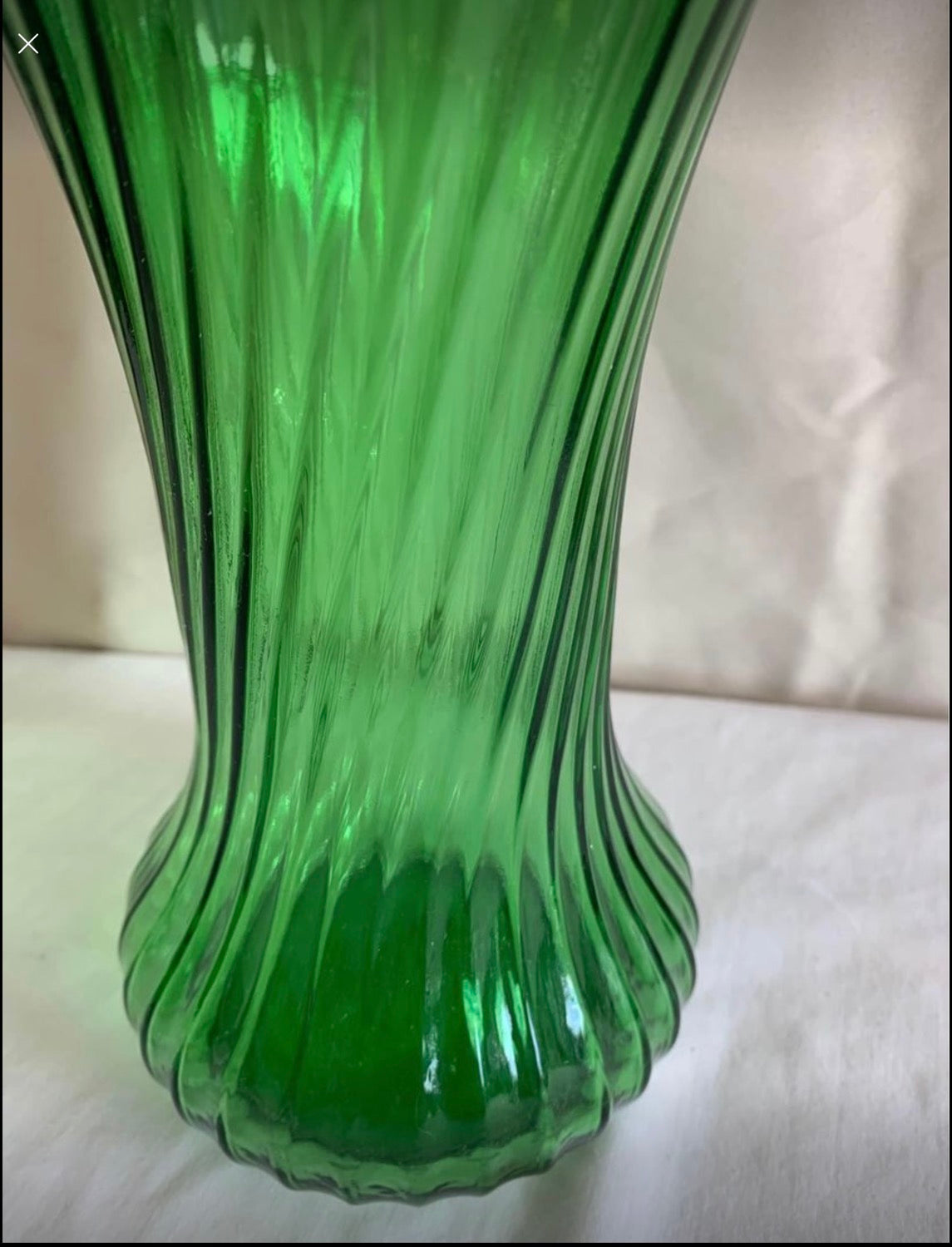 Large Hossier Green Glass Vase image 2