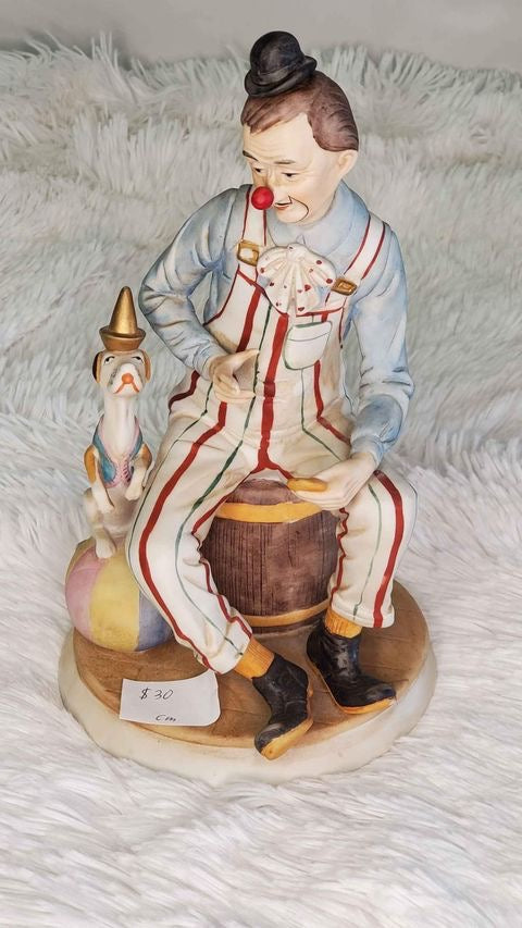 Capodimonte Italian Porcelain Clown and Circus Dog 10" image 1