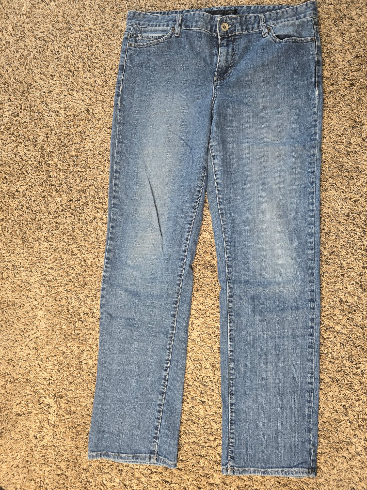 Calvin Klein Women’s Jeans Size 33/16 Light Wash Straight Leg Stretch Denim image 3