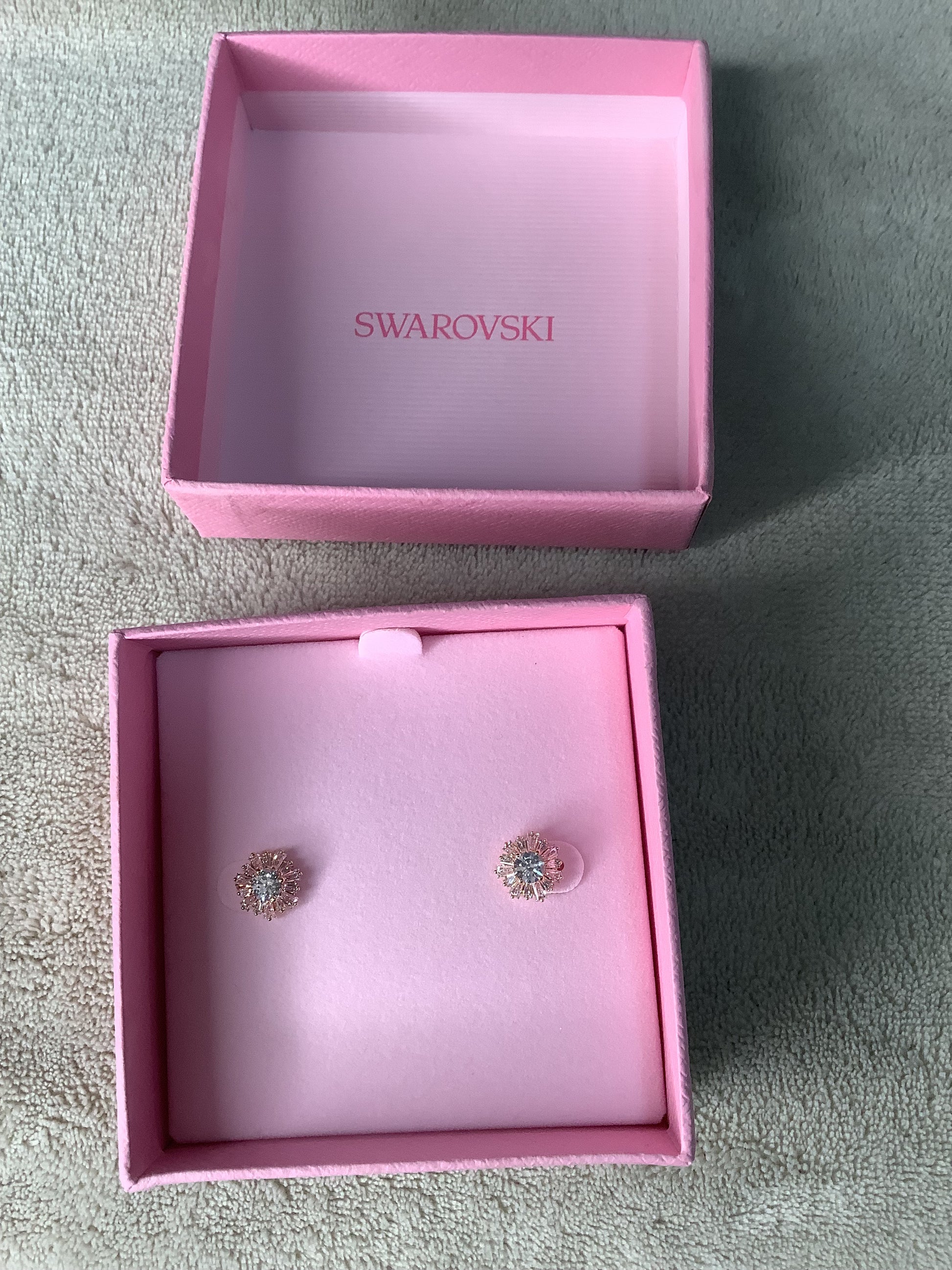 Rose Gold Crystal Floral Stud Earrings image 2