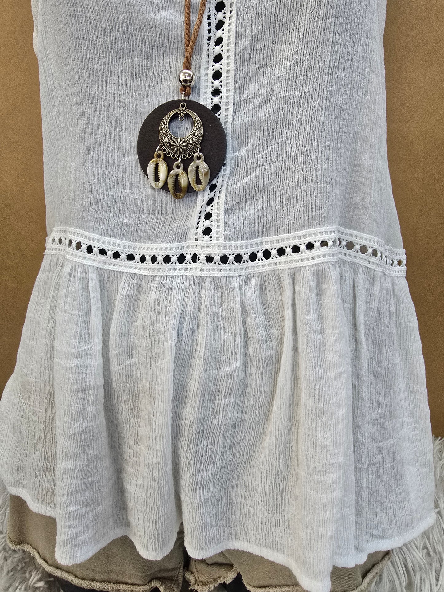 Spaghetti sleeve white blouse size small image 5