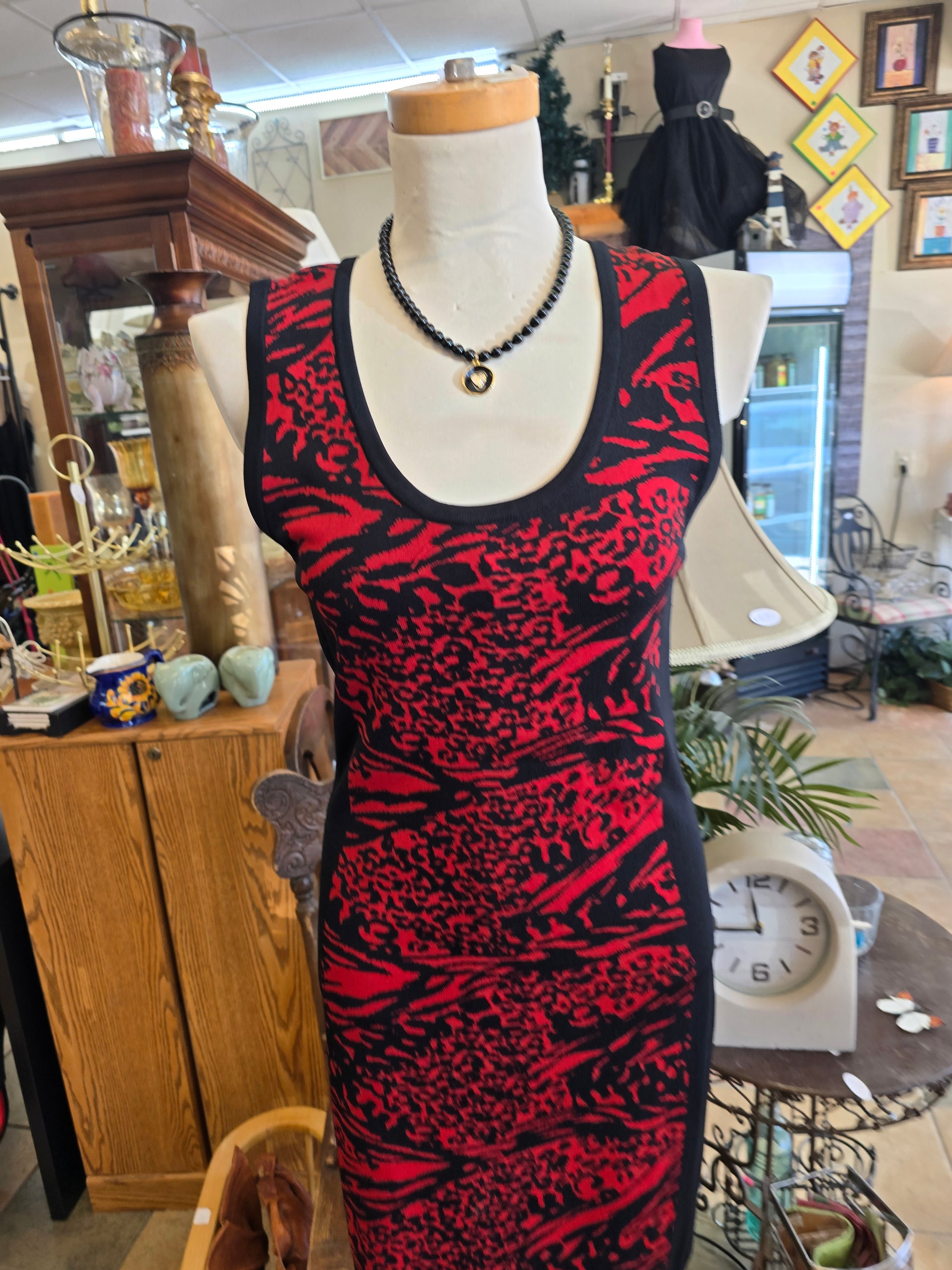 Black and red stretch dress size M image 2