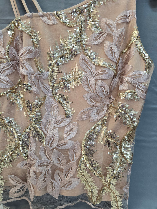 Venus Shiney gold blouse size 4 image 1