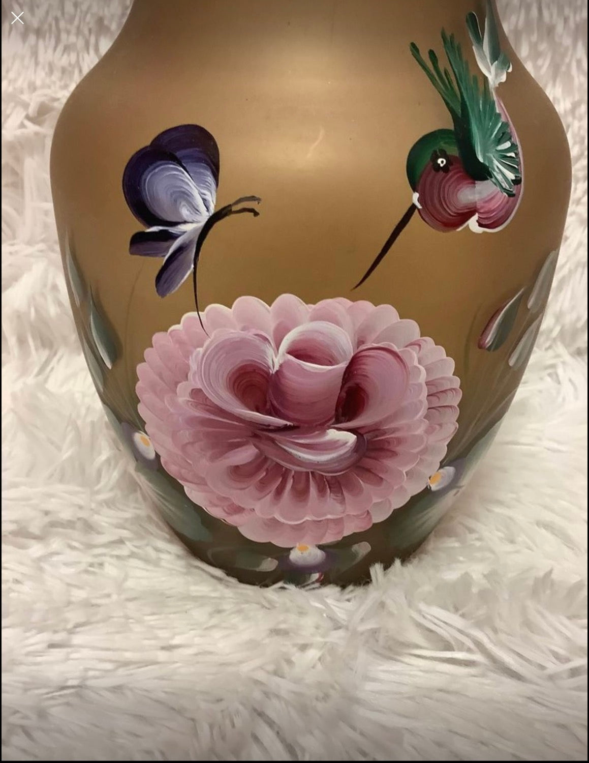 Floral Hummingbird Vase 8 inch tall image 3