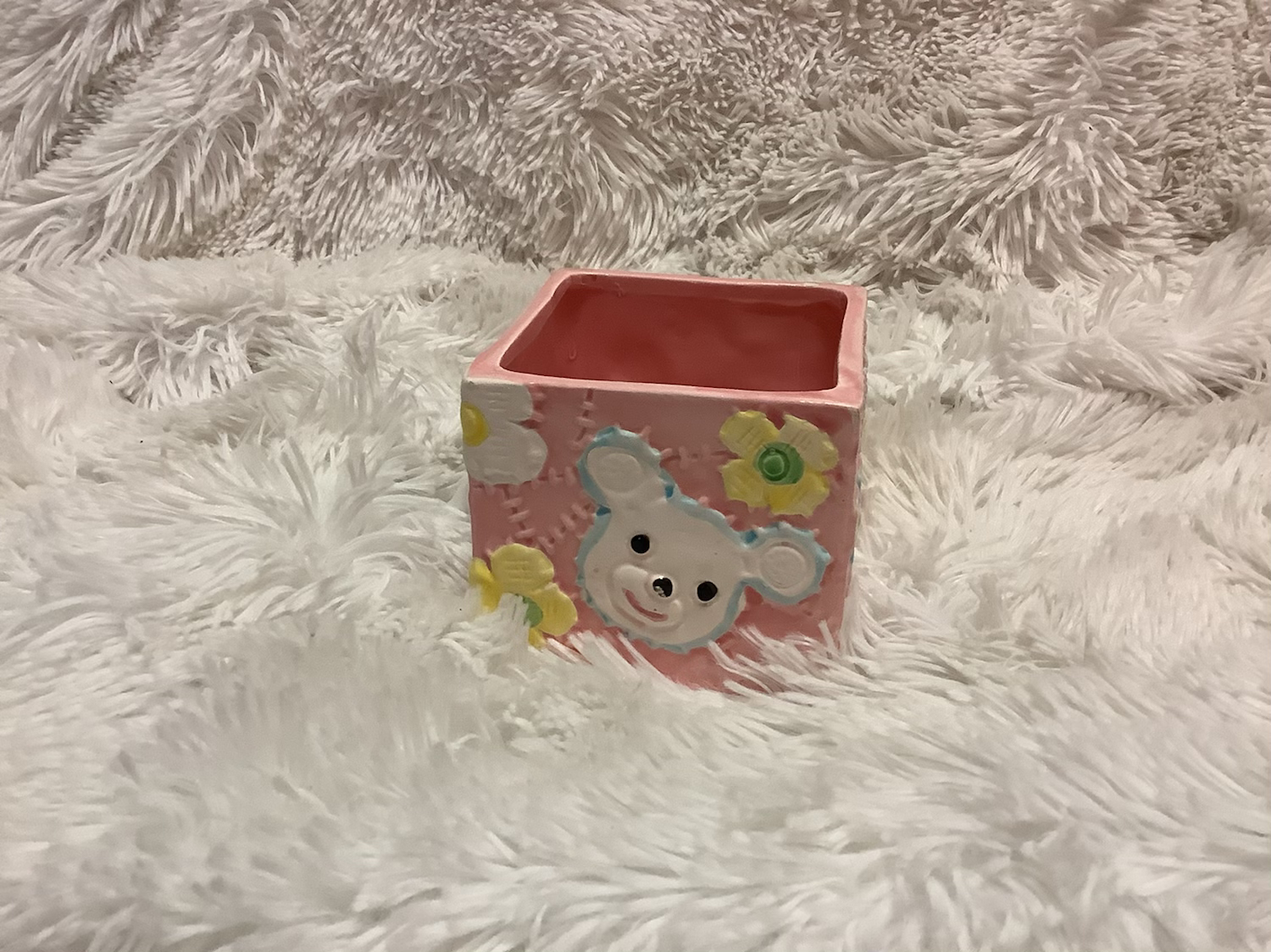 Vintage Ceramic Pink baby flower vase image 0
