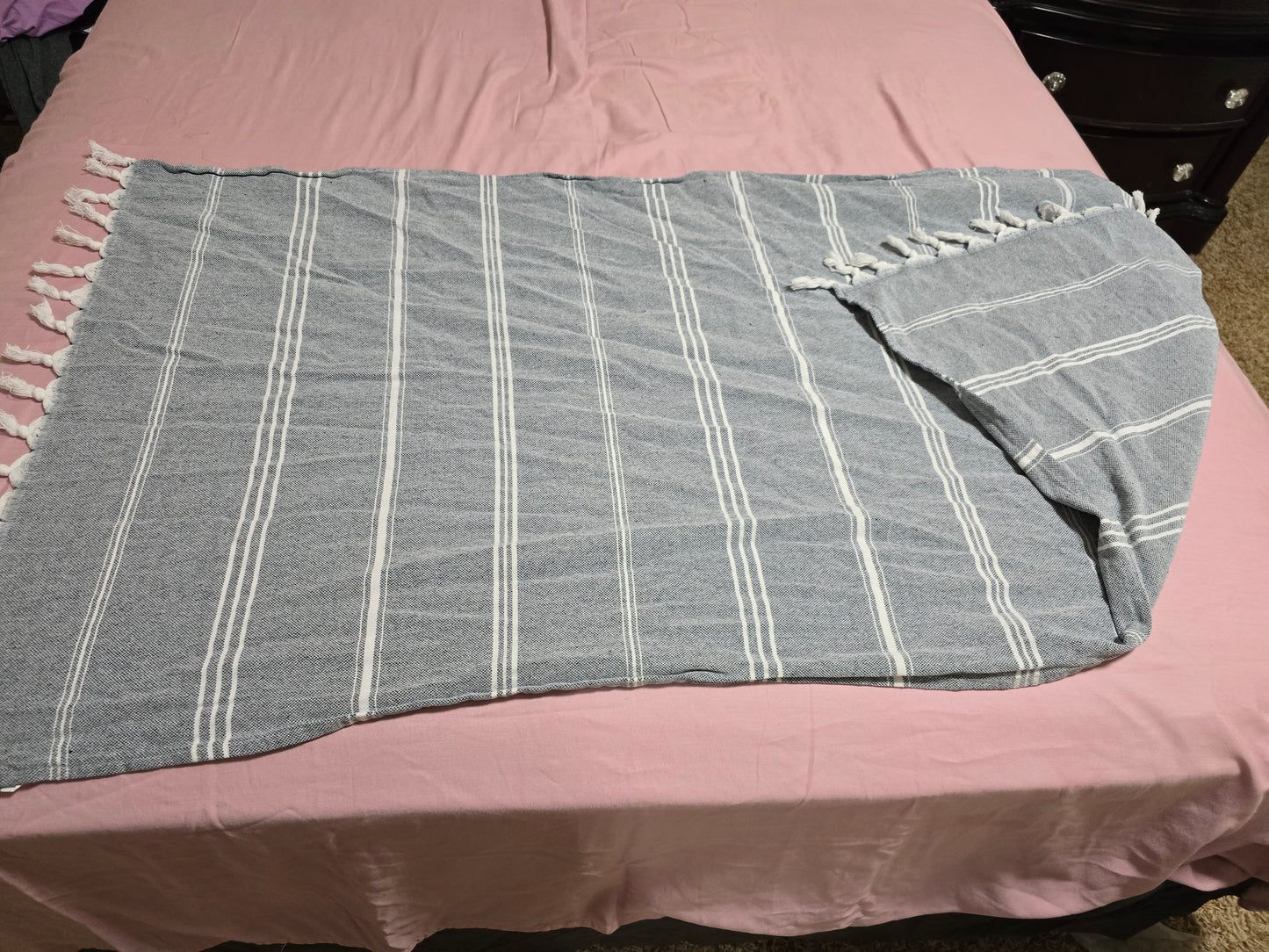 Scarf/throw stripped blue/gray 58x28 image 0