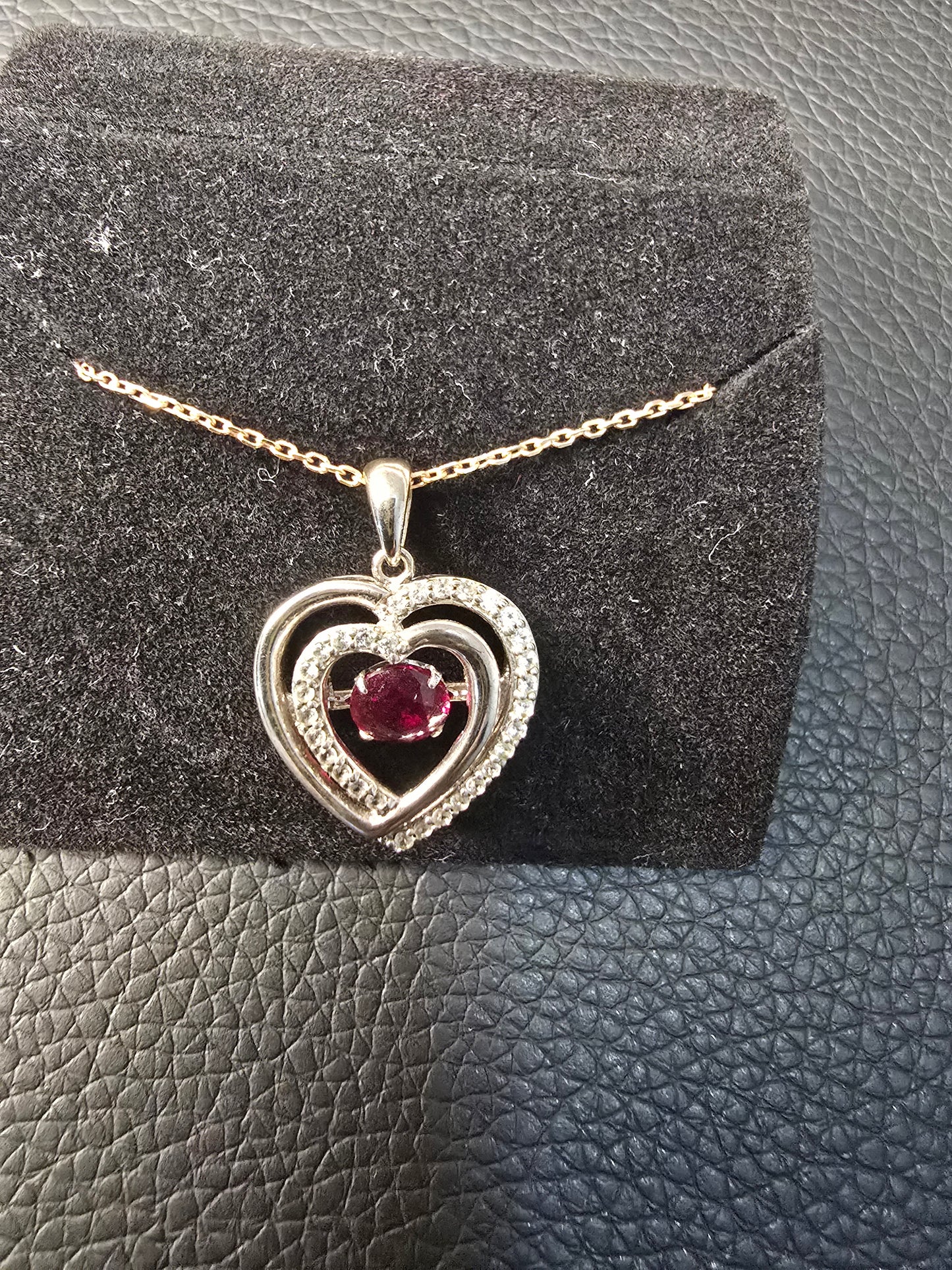 Double Heart Crystal Pendant Necklace image 2