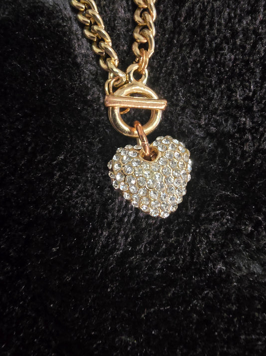 Crystal Heart Toggle Chain Necklace (Gold & Silver Options) image 2